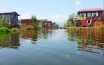traditional wooden houses on Inle lake