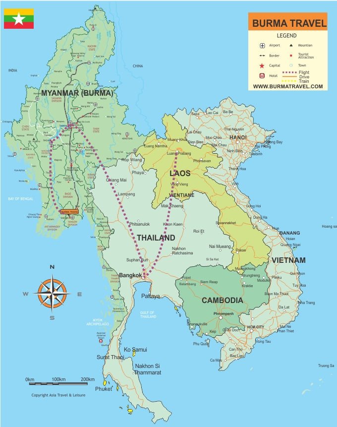 myanmar or laos travel